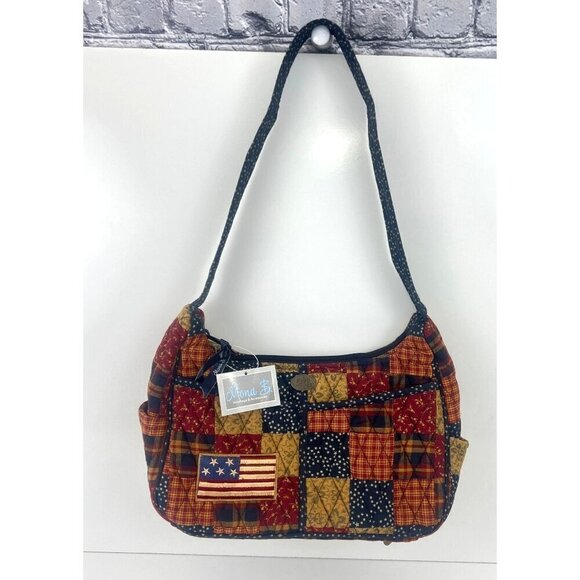 Mona B Handbags "Old Glory" Quilted Plaid Flag Patchwork Shoulder Bag NEW - Picture 5 of 8